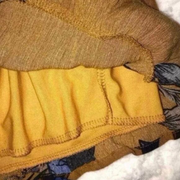 Peppermint Romper dress skort V-neck Tassles Boho Floral Sz Small Mustard - Picture 12 of 12